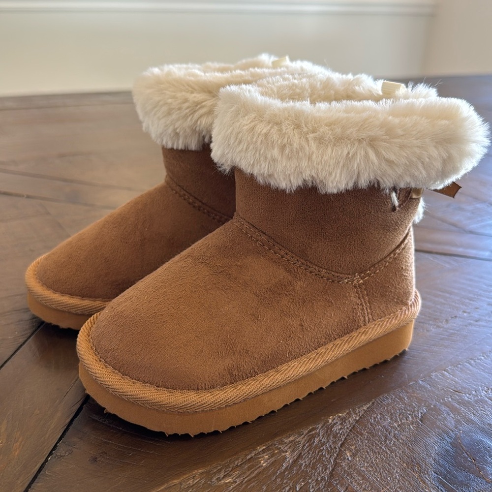 H&M fur toddler booties warm-lined brown